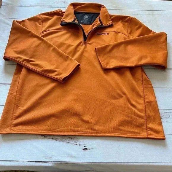 Timberland Mens 3XL 1/4 Zip Heavyweight Orange Sweatshirt Y2K - Picture 10 of 10